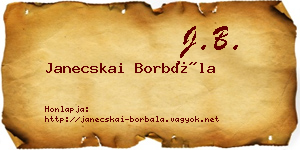 Janecskai Borbála névjegykártya